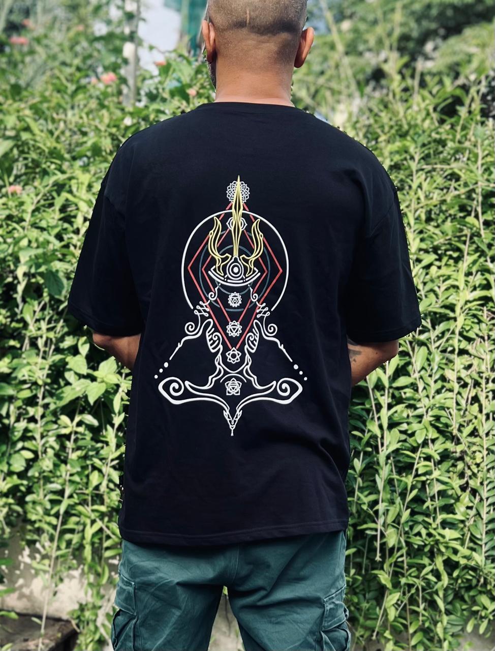 Shiva Linework Tee back view worn by Suman