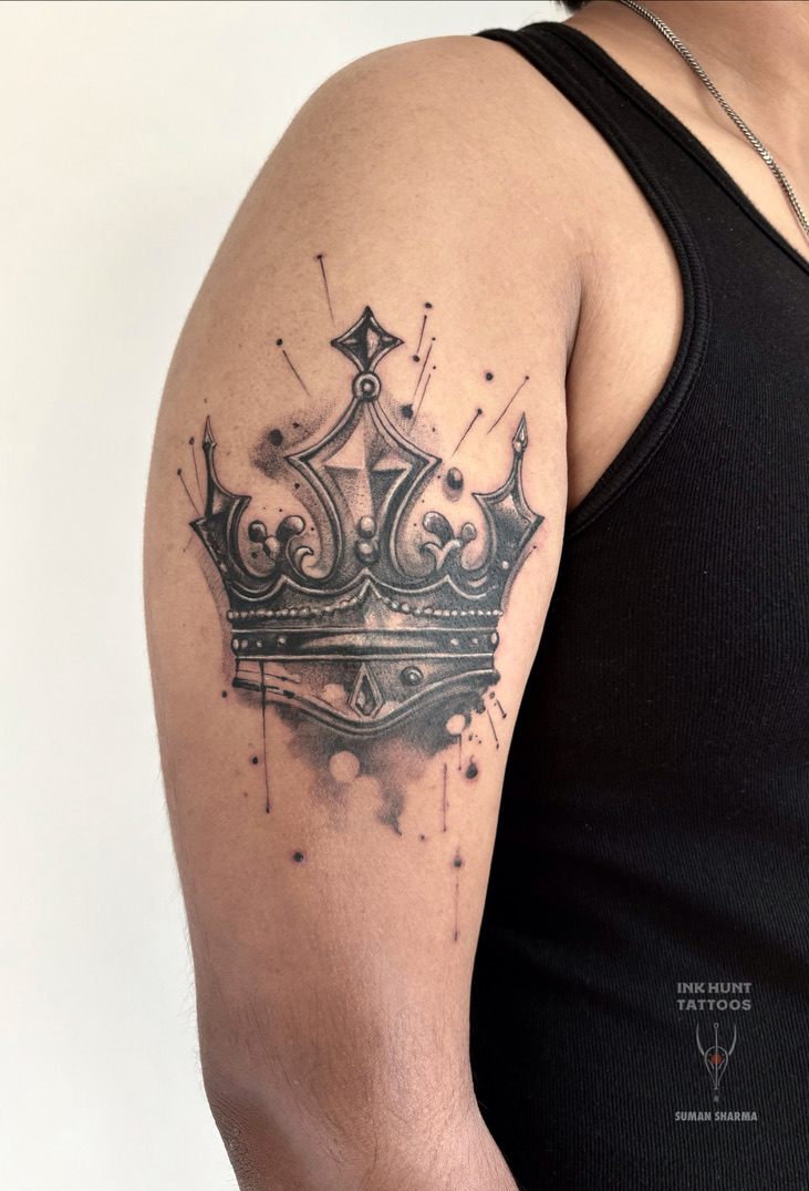 Dotwork crown tattoo