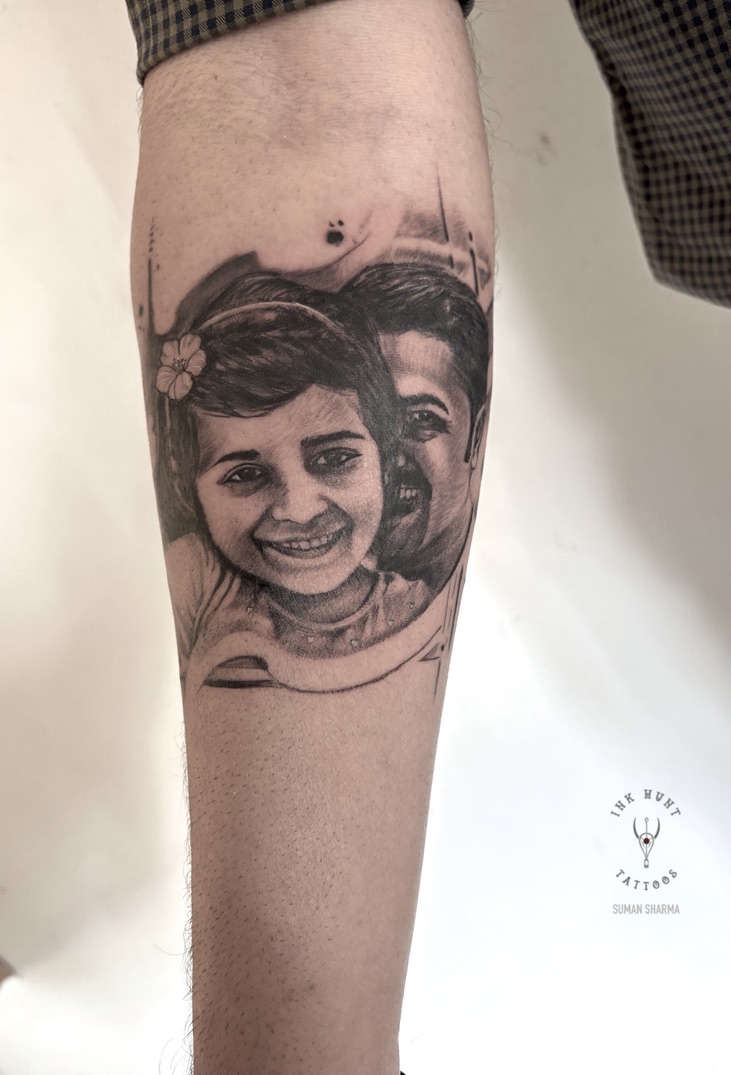 Realism family portrait tattoo